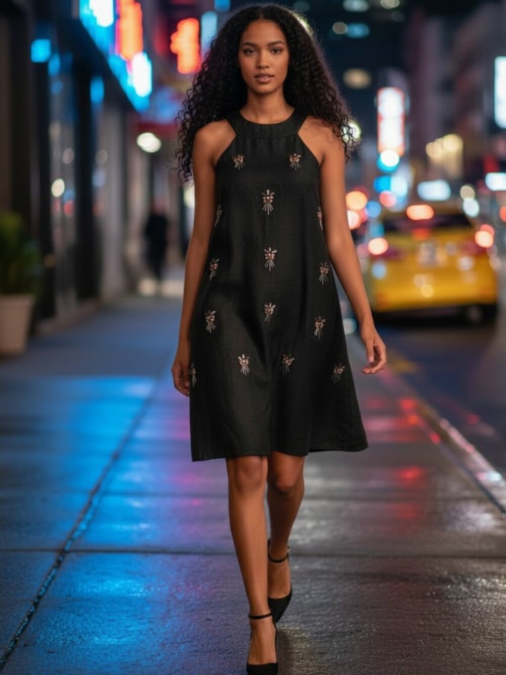 Embellished Beaded Mini Dress Sleeveless Black TopShop Size 4